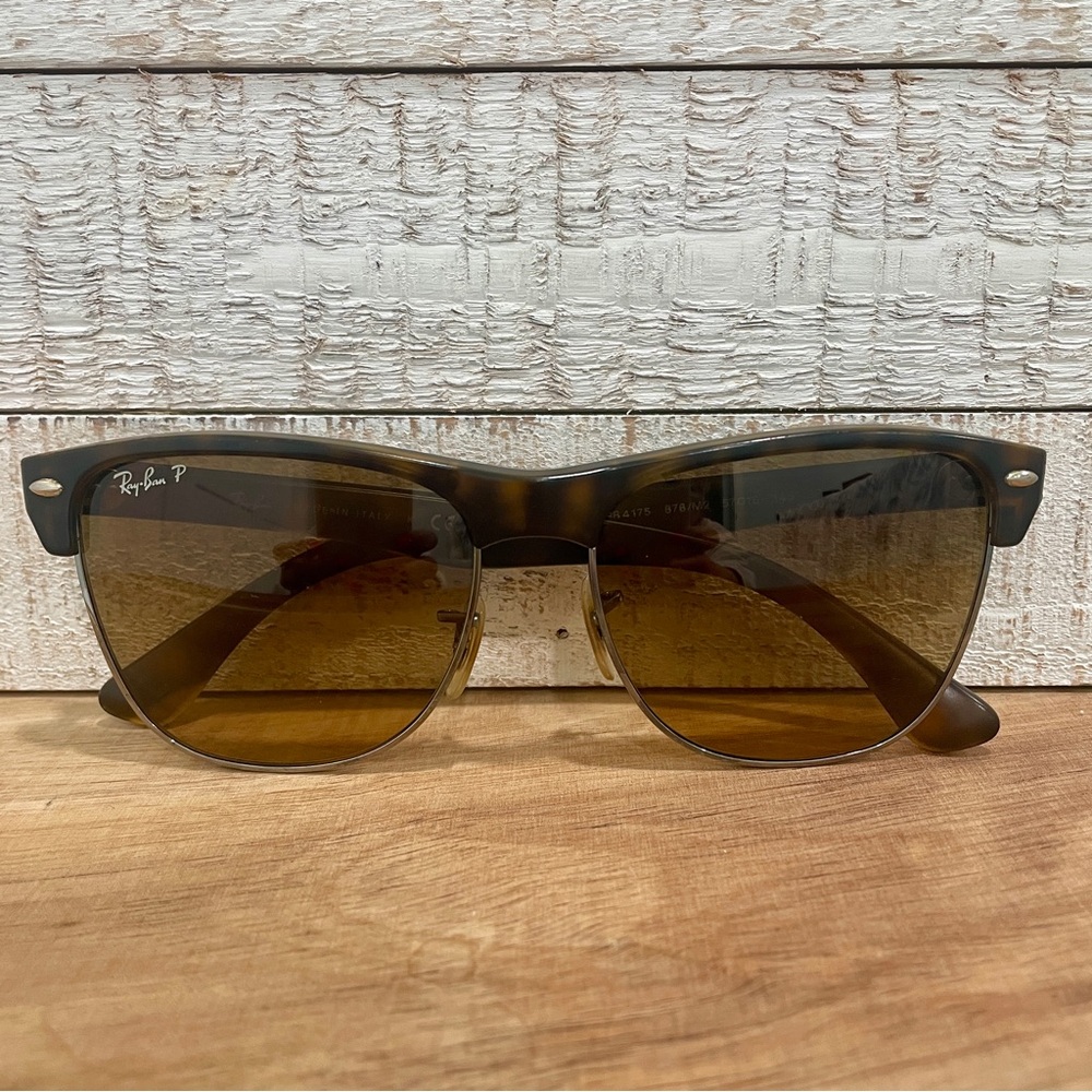 RAY BAN Clubmaster RB4175 Matte Havana Oversized Square Oval Sunglass 57-16-145 - Picture 3 of 16